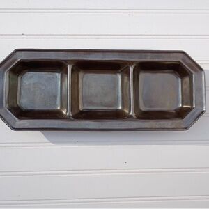 Juliska pewter stoneware 3 section baking dish serving tray